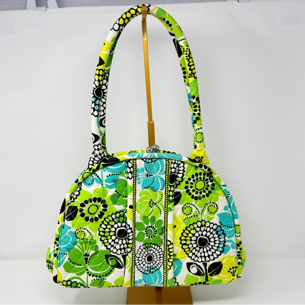 Vera Bradley Eloise Kiss Lock Purse Limes Up Green Retired Floral Bag
